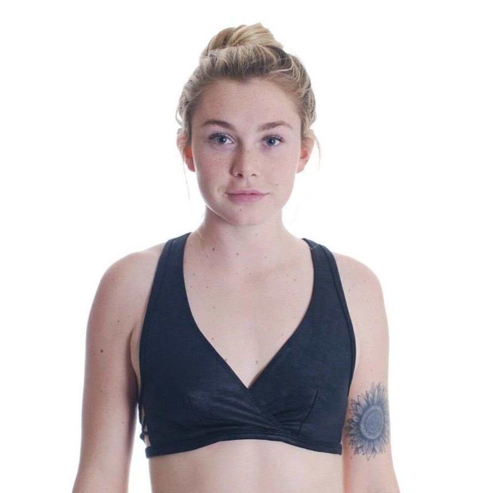 Free People Suede Racerback Sports Bra in Black M